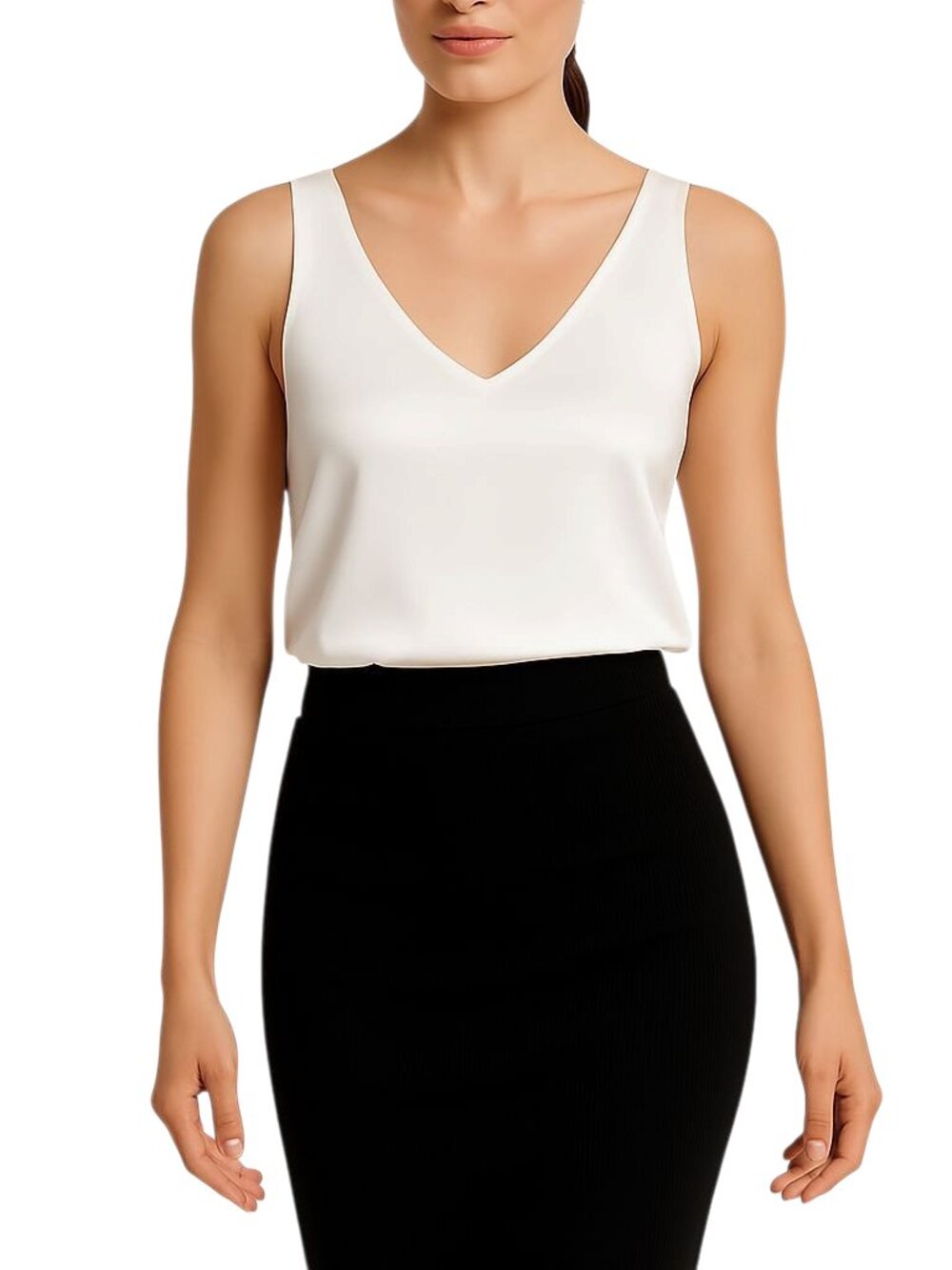 Ekouaer Satin V-neck Camisole Tank Top